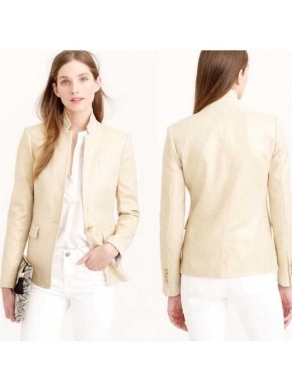 J. Crew Regent Blazer In Metallic Linen Size 4 - Picture 3 of 13